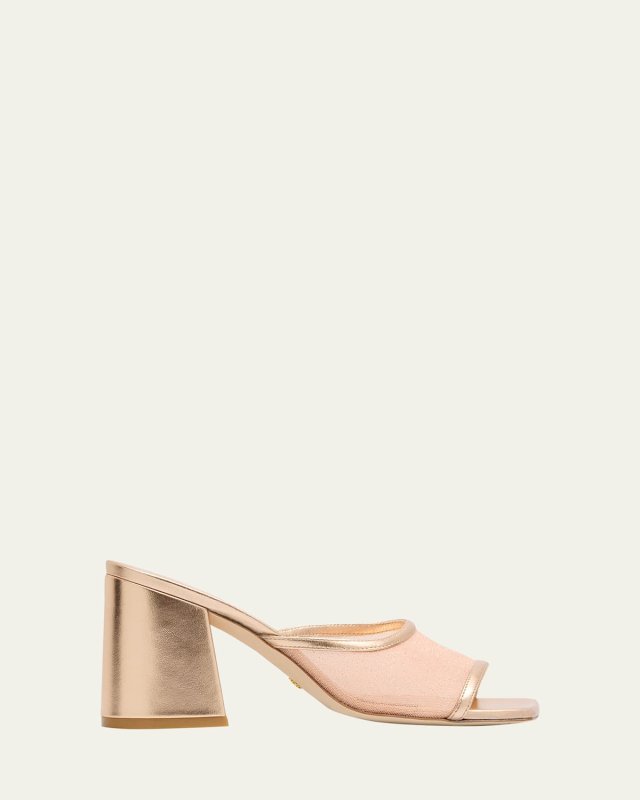 Tia Leather Block-Heel Mules